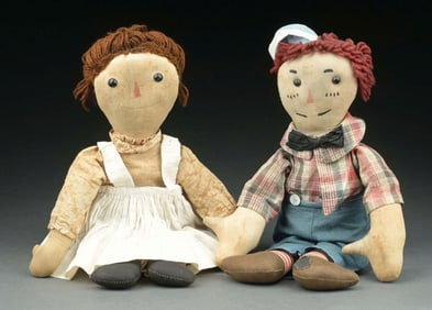 LOT OF 2: RAGGEDY ANN-TYPE DOLLS, AN ANN & AN ANDY