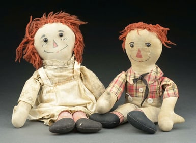 LOT OF 2: RAGGEDY ANN AND ANDY DOLLS WITH SIMILAR, BUT STILL DISTINCT STYLES