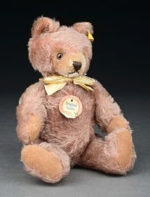 1950S ERA BEIGE MOHAIR STEIFF BEAR W/ ORIGINAL PAPER TAG