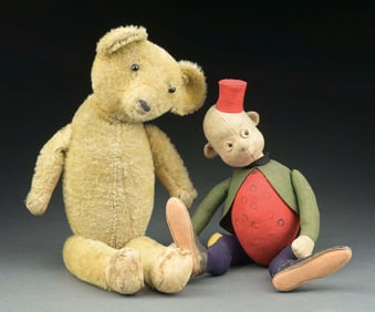 LOT OF 2: STEIFF HAPPY HOOLIGAN & HIS MISC. TEDDY BEAR FRIEND