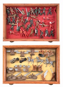 LARGE COLLECTION OF OVER 50 BARCLAY MILITARY FIGURES & VEHICLES