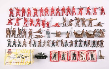 LOT OF APPROXIMATELY 75 VARIOUS CAST METAL BARCLAY SOLDIERS