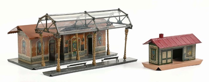 LOT OF 2: IVES PRE-WAR TIN LITHO STATIONS