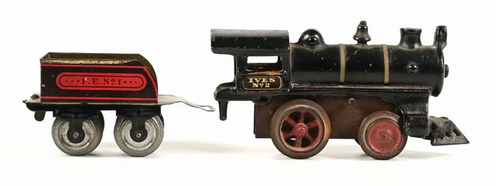 LOT OF 2: IVES 220 STEAM LOCOMOTIVE W/ MATCHING TENDER