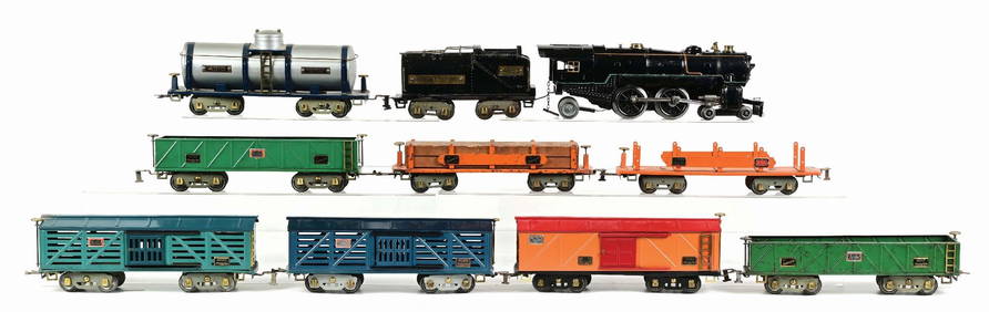 LOT OF 10: AMERICAN FLYER STANDARD GAUGE LOCOMOTIVES & CARS (1 of 2)
