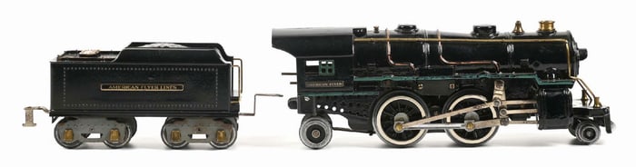 LOT OF 2: AMERICAN FLYER MODEL NO. 4670 & 4671 STEAM LOCOMOTIVE & TENDER