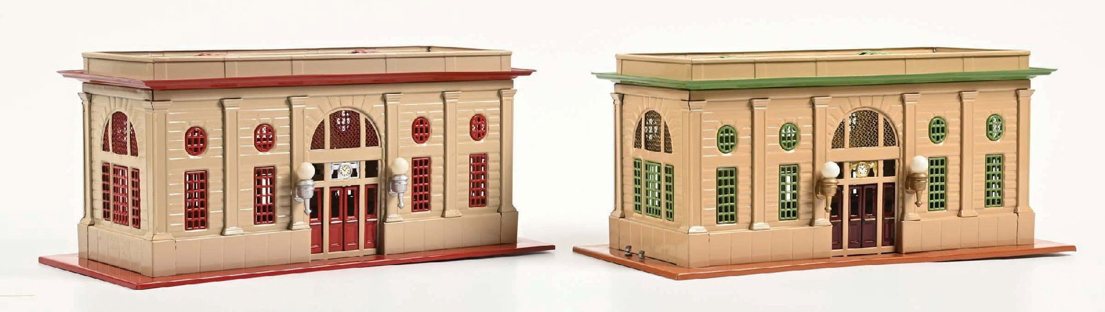 LOT OF 2: T REPRODUCTIONS 115 DOUBLE STATIONS: Both are complete and in excellent condition. Condition: Dimensions: Each: 19 - 1/4" x 9 - 1/4" x 8 - 1/2".