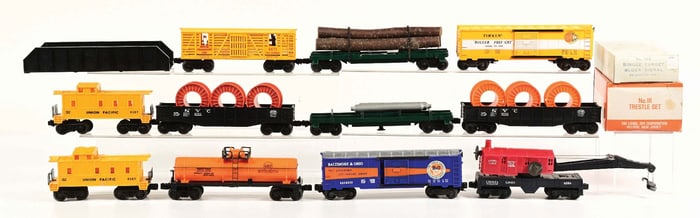 LARGE LOT OF 14: POST-WAR LIONEL W/ HAGERSTOWN & HILLSIDE BOXES