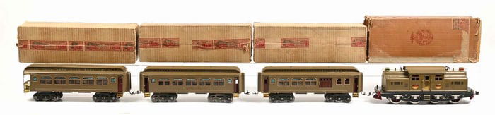 LOT OF 4: LIONEL NO. 402E ENGINE WITH CARS