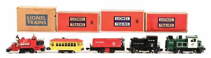 LOT OF 5: LIONEL NO. 58 GREAT NORTHERN SNOW PLOW & OTHER MOTORIZED UNITS