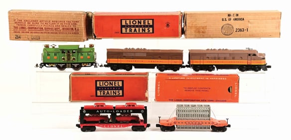 LOT OF 5: LIONEL 2363 ILLINOIS CENTRAL F3AB & ASSORTED CARS