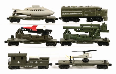 LOT OF 6: UNITED STATES MARINE CORPS LIONEL LINE TRAINS