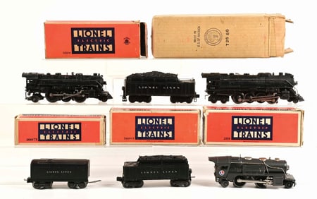 LOT OF 6: LIONEL NO. 726, 259 "0" GAUGE AND 224 ENGINES WITH TENDERS