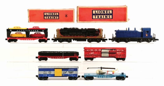 LOT OF 7: LIONEL NO. 621 SWITCHER W/ SOME VERY UNCOMMON ROLLING STOCK