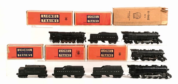 LOT OF 8: LIONEL NO. 2046, 681 AND OTHER TRAIN ENGINES W/ 2046W & 2466WX TENDERS