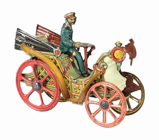 EARLY GERMAN TIN LITHO AUTOMOBILE PENNY TOY