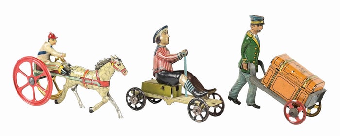 LOT OF 3: GERMAN TIN LITHO PENNY TOYS