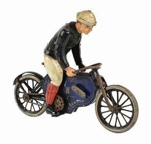 GERMAN LEHMANN TIN LITHO HALLOH MOTORCYCLE TOY