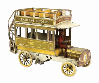 GERMAN LEHMANN TIN LITHO WIND-UP AUTOBUS TOY