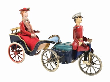 GERMAN LEHMANN TIN LITHO WIND-UP ANXIOUS BRIDE TOY
