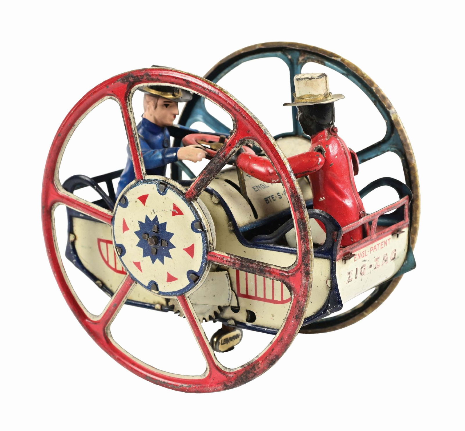 GERMAN LEHMANN TIN LITHO WIND-UP ZIG-ZAG TOY (1 of 3)