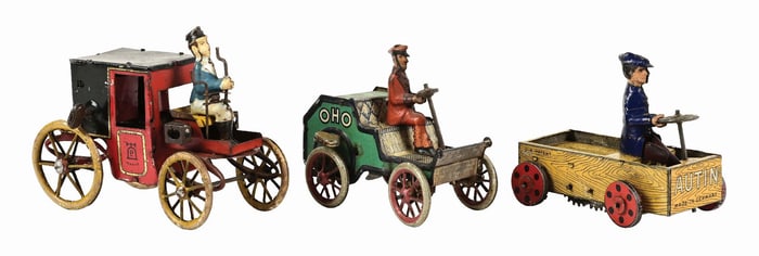 LOT OF 3: GERMAN LEHMANN TIN LITHO WIND-UP CARS