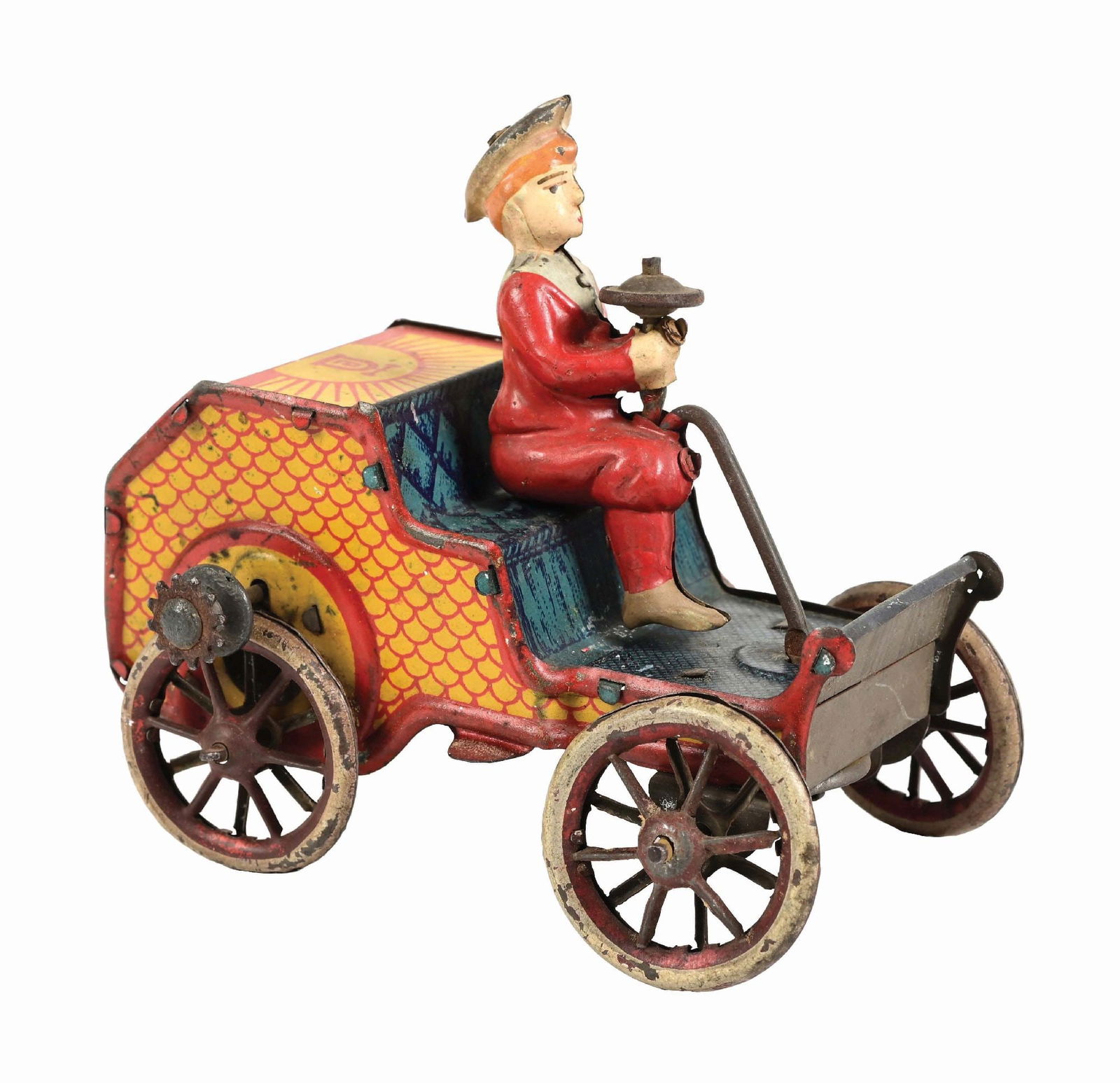 SCARCE VERSION GERMAN LEHMANN FLYWHEEL-DRIVEN CART TOY (1 of 3)