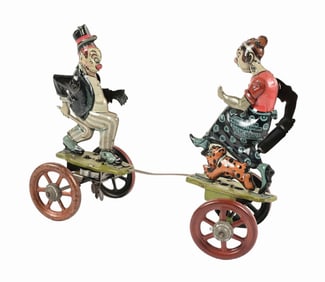 GERMAN NIFTY TIN LITHO WIND-UP MAGGIE & JIGGS FIGHTING TOY