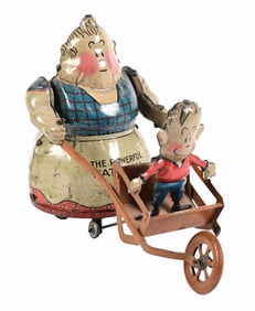 GERMAN NIFTY TIN LITHO WIND-UP POWERFUL KATRINKA HOLDING UP JIMMY IN WHEELBARROW