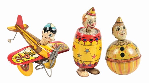 LOT OF 3: MARX & CHEIN TIN LITHO WIND-UP CHARACTER TOYS
