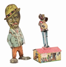 LOT OF 2: AMERICAN-MADE TIN LITHO WIND-UP AFRICAN-AMERICAN-THEMED TOYS