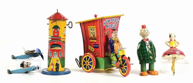LOT OF 4: AMERICAN-MADE TIN LITHO CHARACTER TOYS