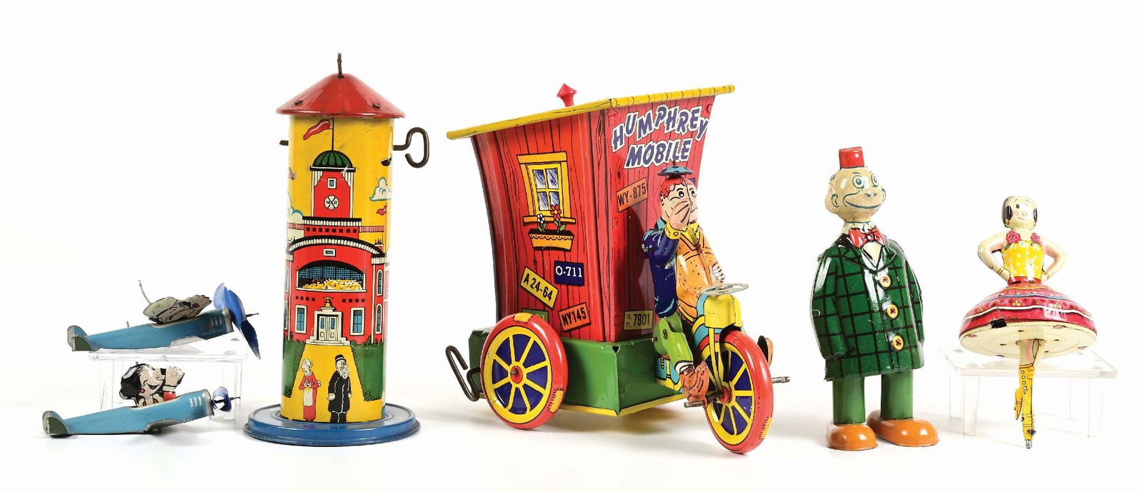 Video available 1953 LINEMAR TOY DC-7 with hand grips