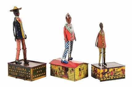 LOT OF 3: AMERICAN TIN LITHO WIND-UP ROOF TOP DANCER TOYS