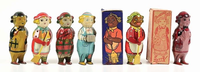 LOT OF 6: VARIOUS LINDSTROM TIN LITHO WIND-UP FIGURAL TOYS