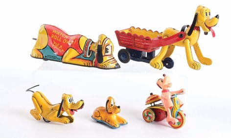 LOT OF 5: MARX & LINEMAR PLUTO-THEMED TOYS