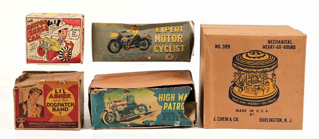 LOT OF 5: ORIGINAL AMERICAN & JAPANESE TOY BOXES