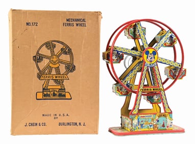 CHEIN TIN LITHO WIND-UP WALT DISNEY MICKEY MOUSE FERRIS WHEEL