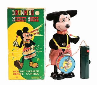 LINEMAR BATTERY-OPERATED WALT DISNEY DRUMMING MICKEY MOUSE TOY