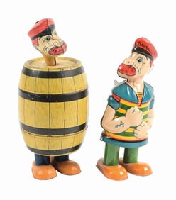LOT OF 2:CHEIN TIN LITHO WIND-UP BARNACLE BILL TOYS