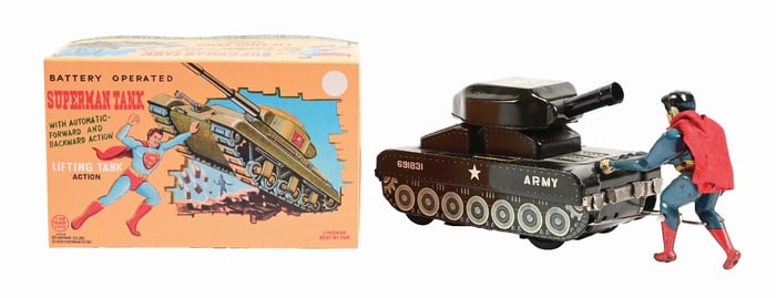 JAPANESE LINEMAR BATTERY-OPERATED SUPERMAN TANK
