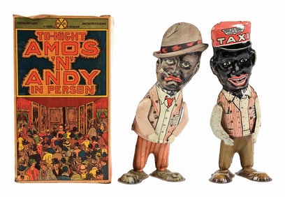 NICE PAIR OF MARX TIN LITHO WIND-UP AMOS 'N' ANDY WALKING FIGURES