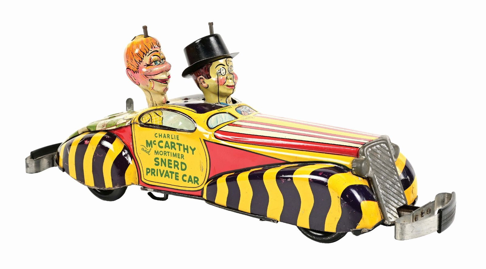 MARX TIN LITHO WIND-UP CHARLIE MCCARTHY & MORTIMER SNERD PRIVATE CAR (1 of 3)