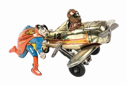 MARX TIN LITHO SUPERMAN W/ ROLLOVER PLANE