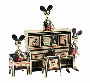 MARX TIN LITHO WIND-UP MERRYMAKERS MOUSE BAND TOY