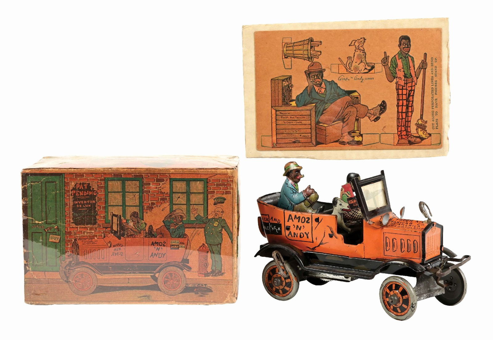 MARX TIN LITHO WIND-UP AMOS 'N' ANDY FRESH AIR TAXI IN ORIGINAL BOX (1 of 3)