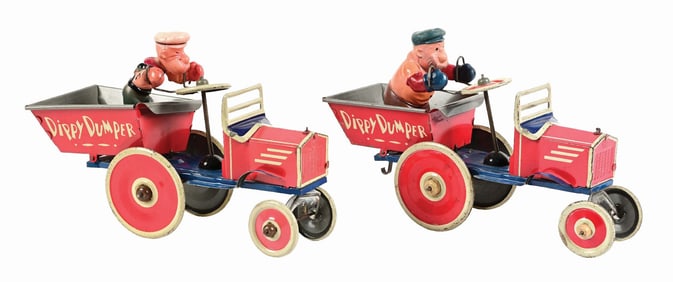 LOT OF 2: MARX TIN LITHO WIND-UP & CELLULOID DIPPY DUMPER TOYS