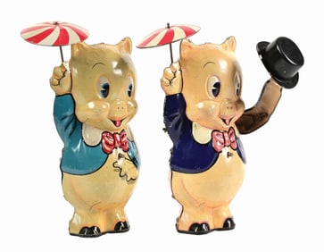 LOT OF 2: MARX TIN LITHO PORKY THE PIG TOYS