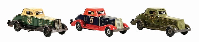 LOT OF 3: MARX PRESSED STEEL WIND-UP AUTOMOBILE TOYS