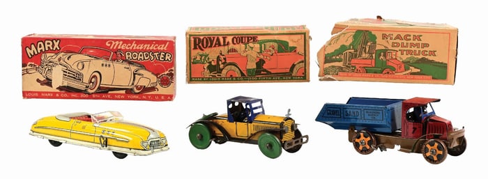 LOT OF 3: MARX TIN LITHO WIND-UP VEHICLE TOYS